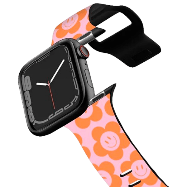 Curelușă Apple Watch Ultra 2 Impact Band Happy Floral Black Orange , 38, 40, 41 mm photo 1
