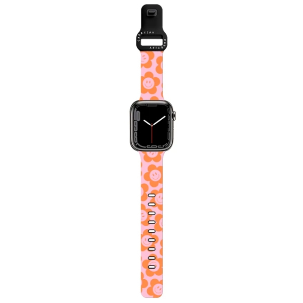 Curelușă Apple Watch Ultra 2 Impact Band Happy Floral Black Orange , 38, 40, 41 mm photo 2