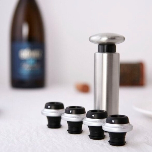 Dop de vid Circle Joy Set dopuri de vid cu pompa pentru vin Silver  photo 4