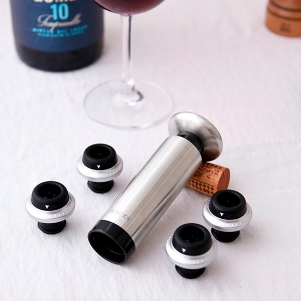 Dop de vid Circle Joy Set dopuri de vid cu pompa pentru vin Silver  photo 5