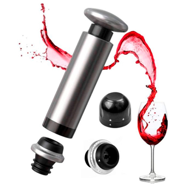 Dop de vid Circle Joy Set dopuri de vid cu pompa pentru vin Silver  photo 7