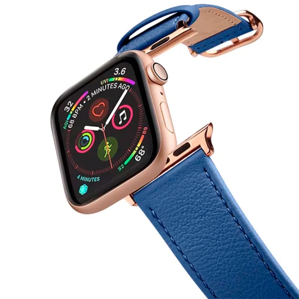 Ремень Apple Watch Genuine Leather Band Синий Коричневый Кожа, 42, 44, 45, 49 мм photo 2