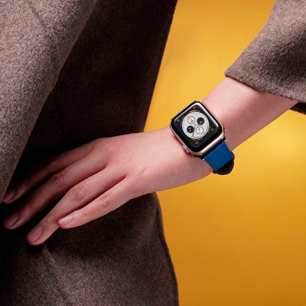 Ремень Apple Watch Genuine Leather Band Синий Коричневый Кожа, 42, 44, 45, 49 мм photo 4