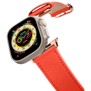 Curelușă Apple Watch Genuine Leather Band Orange Piele, 42, 44, 45, 49 mm