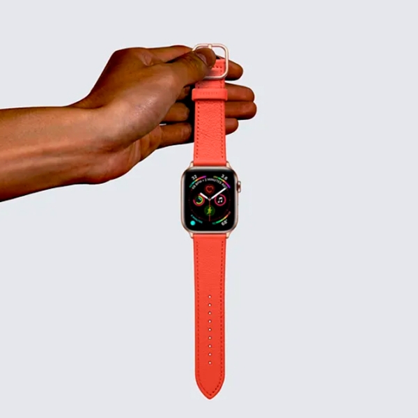 Curelușă Apple Watch Genuine Leather Band Orange Piele, 42, 44, 45, 49 mm photo 2