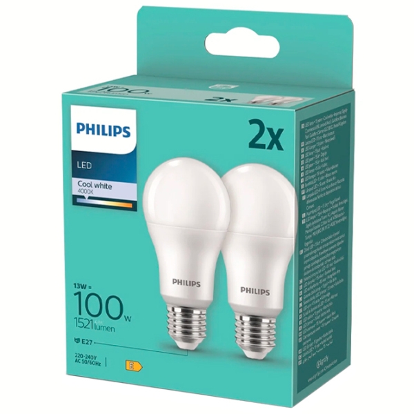 Комплект лампочек светодиодная Philips A67 PS04768 E27 | 13 Вт | White photo 2