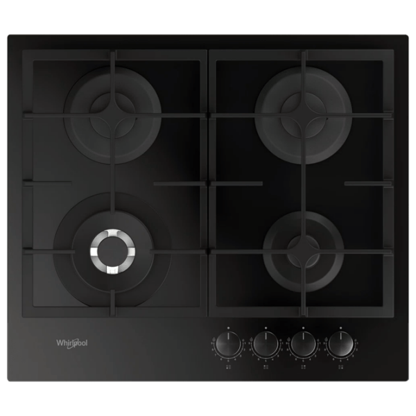 Газовая варочная панель Whirlpool GOFL 629/ NB1 Черный Закаленное стекло, Решетка: Чугунная photo 1