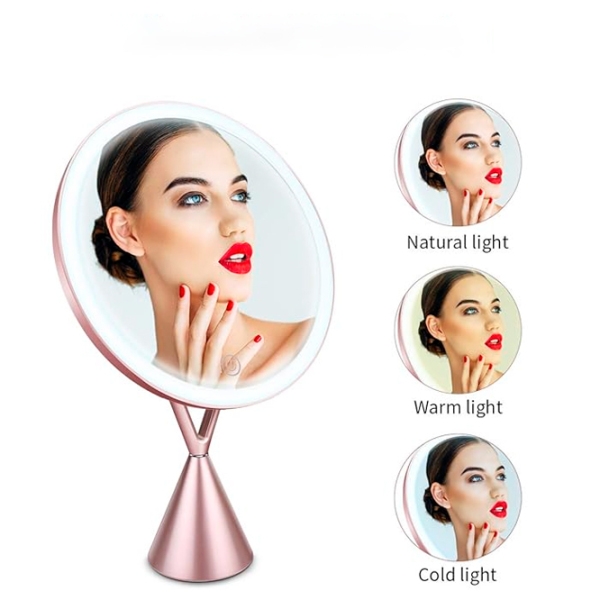 Зеркало для макияжа LED Mirror RM282-SL Розовое Золото  photo 5