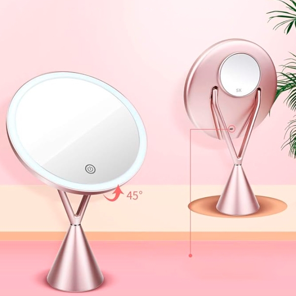 Зеркало для макияжа LED Mirror RM282-SL Розовое Золото  photo 6