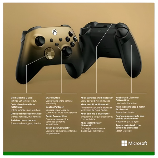 Gamepad Microsoft Gold Shadow Special Edition Black Fără fir / 12 buttons photo 12