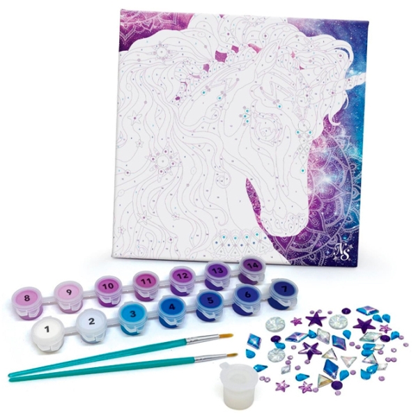Set de creație Nebulous Stars Paint-by-Number on Canvas Nebulia & Horse 11421 Multicolor pentru fetițe, 7+ photo 2