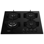 Plită încorporabilă pe gaz Whirlpool GOR 625/ NB1 Black Sticlă călită, Gratare: Fontă