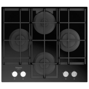 Plită încorporabilă pe gaz Hotpoint-Ariston HAGS 61F/ BK Black Sticlă călită, Gratare: Fontă
