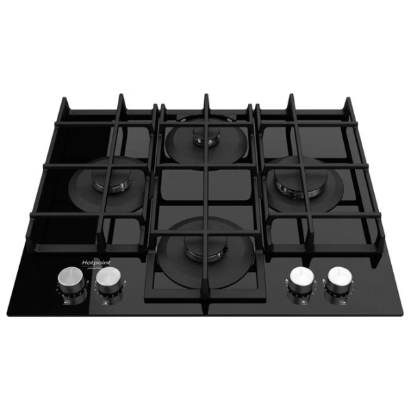 Plită încorporabilă pe gaz Hotpoint-Ariston HAGS 61F/ BK Black Sticlă călită, Gratare: Fontă photo 3