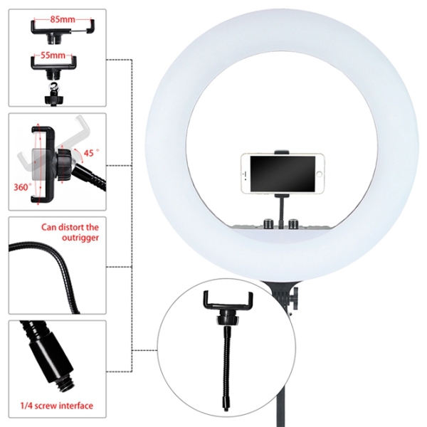Trepied cu lampă Selfie Ring Light RL-21 533 mm Black  photo 3