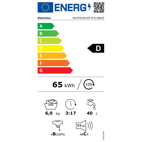 Mașină de spălat Electrolux EW2TN5261FE White 6 kg, 1200 rpm, D photo 5