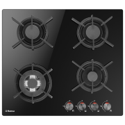 Plită încorporabilă pe gaz Hansa BHKS621700 Black Sticlă călită, Gratare: Fontă