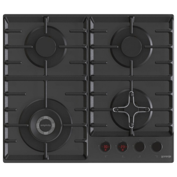 Plită încorporabilă pe gaz Gorenje GKTW641SYB Black Sticlă călită, Gratare: Fontă photo 1