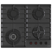 Plită încorporabilă pe gaz Gorenje GKTW641SYB Black Sticlă călită, Gratare: Fontă