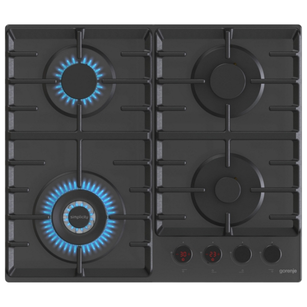 Plită încorporabilă pe gaz Gorenje GKTW641SYB Black Sticlă călită, Gratare: Fontă photo 2