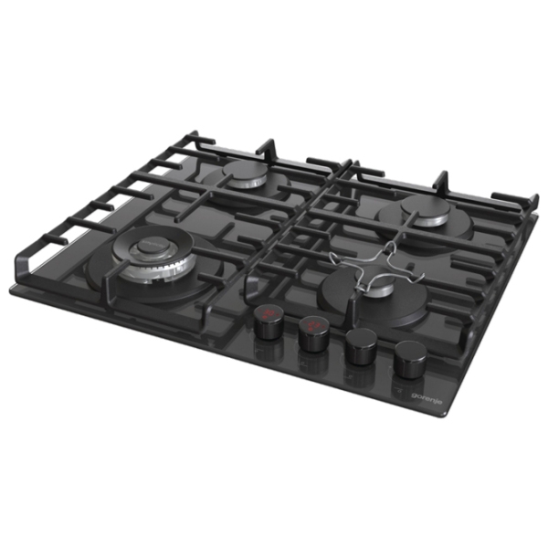 Plită încorporabilă pe gaz Gorenje GKTW641SYB Black Sticlă călită, Gratare: Fontă photo 3