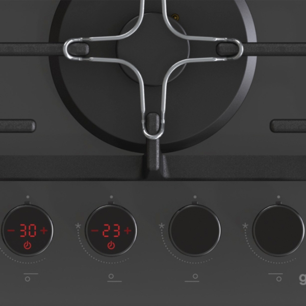 Plită încorporabilă pe gaz Gorenje GKTW641SYB Black Sticlă călită, Gratare: Fontă photo 5