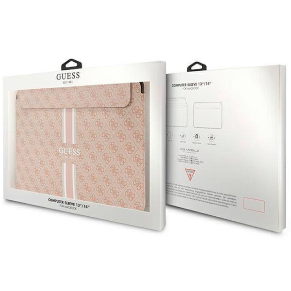 Husă pentru laptop GUESS 4G Printed Stripes 14" Pink  photo 4
