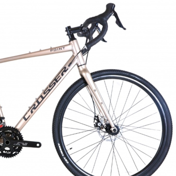 Bicicletă Crosser POINT 700C 28" 17" Beige Gray Aluminiu / Pentru adulți photo 3