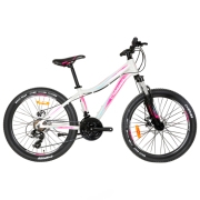 Bicicletă Crosser Sweet 26" 13" White Pink Aluminiu / Pentru adulți