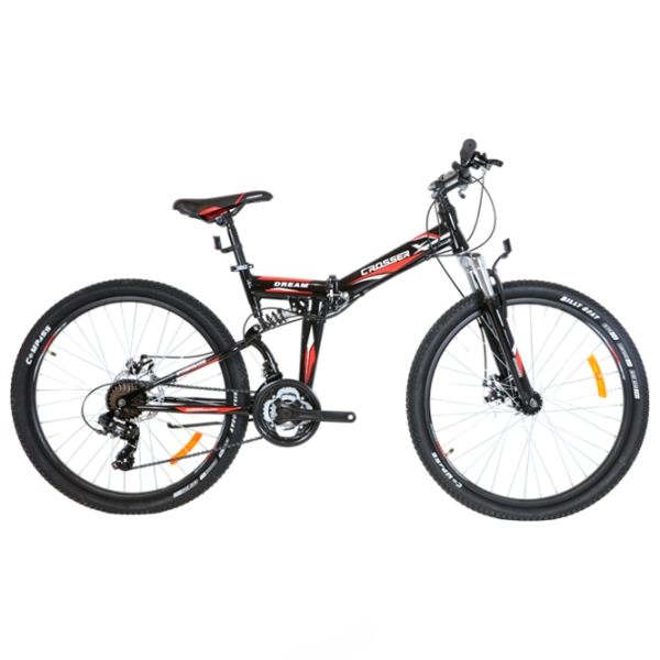 Bicicletă Crosser Dream Folding 26" 17" Black Red Aluminiu / Pentru adulți photo 1