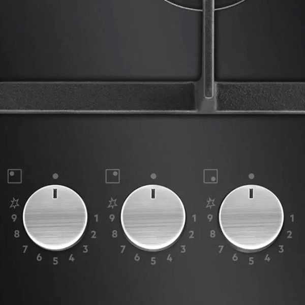 Газовая варочная панель AEG HKB64420NB Черный Закаленное стекло, Решетка: Чугунная photo 2