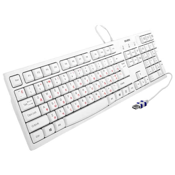 Tastatură Sven KB-S300 White Home and Office, Cu fir photo 2