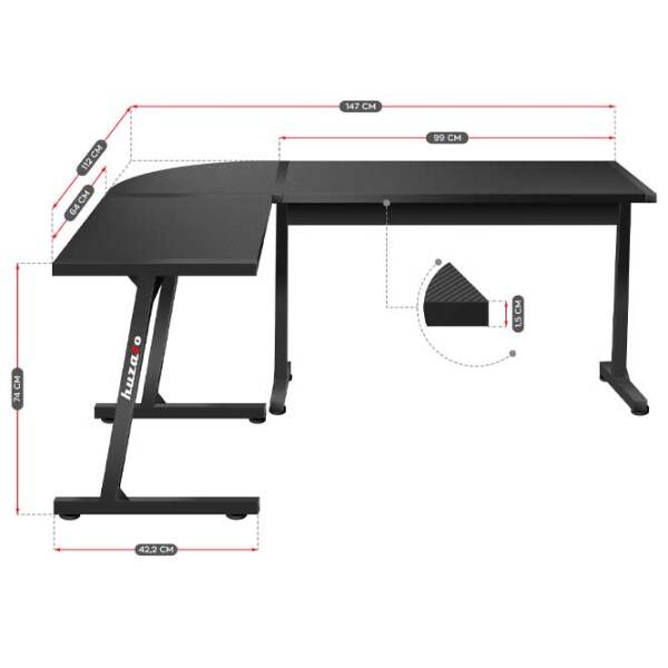 Masă gaming Huzaro Hero 6.0 Black  photo 5
