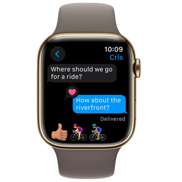 Ceas inteligent Apple Watch Series 9 Gold 1.9" | 45 mm | Oțel inoxidabil/ Silicon| MRPK3 photo 6
