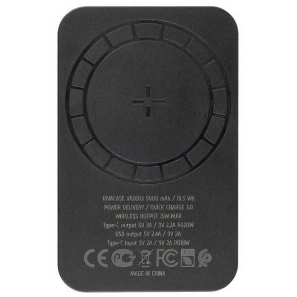 Power Bank 5000 мАч RivaCase VA2603 (15 Вт) Черный  photo 3