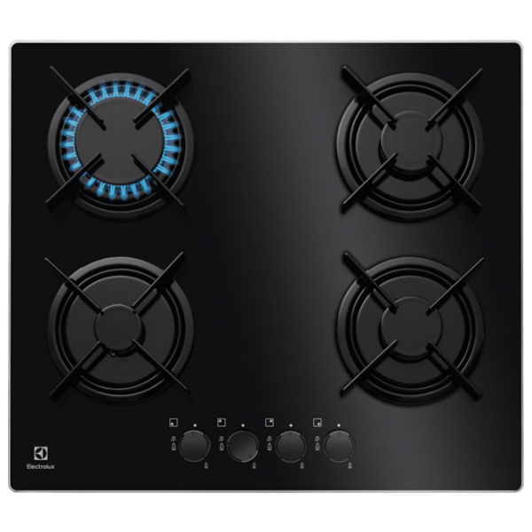 Plită încorporabilă pe gaz Electrolux EGT6242NVK Black Sticlă călită, Gratare: Emailate photo 1