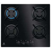Plită încorporabilă pe gaz Electrolux EGT6242NVK Black Sticlă călită, Gratare: Emailate