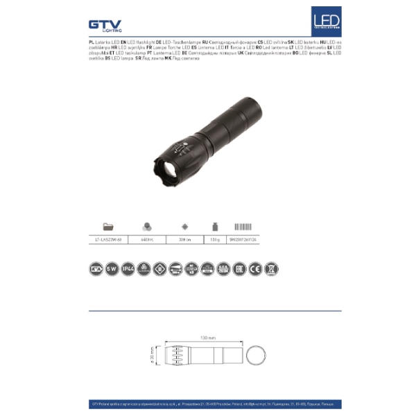Lanternă GTV LT-LKSZ3W-60 Black  photo 2