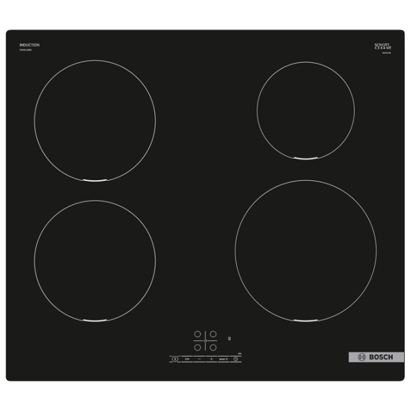 Plită încorporabilă cu inducție Bosch PUE611BB6E Black Vitroceramică, 4600 W photo 1