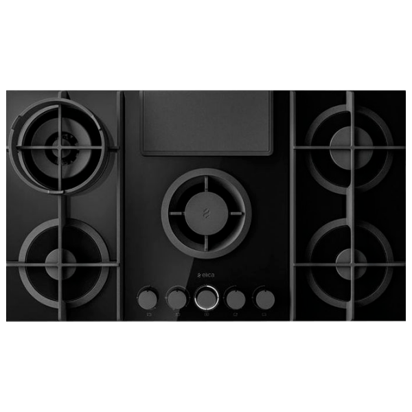 Газовая варочная панель Elica NikolaTesla Flame BL/A/88 Черный Закаленное стекло, Решетка: Чугунная photo 1
