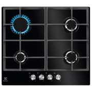 Plită încorporabilă pe gaz Electrolux KGG6426K Black Sticlă călită, Gratare: Fontă