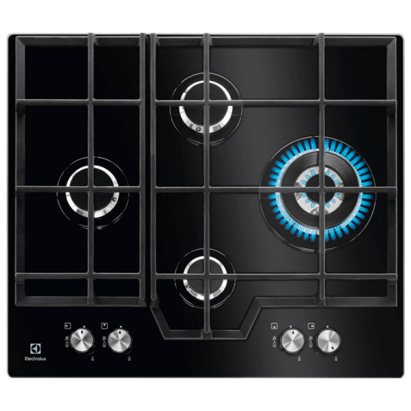 Plită încorporabilă pe gaz Electrolux KGG6456K Black Sticlă călită, Gratare: Fontă photo 1