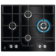 Plită încorporabilă pe gaz Electrolux KGG6456K Black Sticlă călită, Gratare: Fontă
