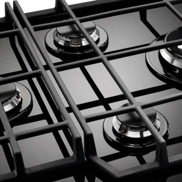 Plită încorporabilă pe gaz Electrolux KGG6456K Black Sticlă călită, Gratare: Fontă photo 4