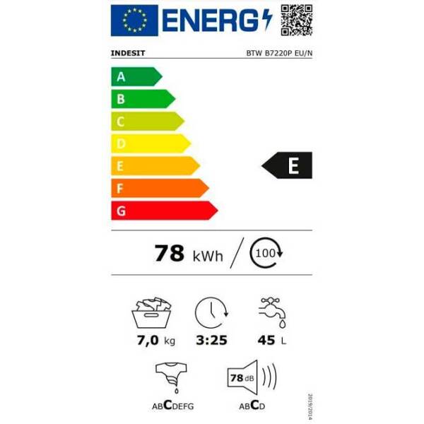 Mașină de spălat Indesit B7220P EU/ N White 7 kg, 1200 rpm, E photo 5