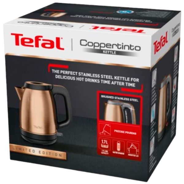 Электрочайник Tefal KI280G10 Бронзовый 2400 Вт, 1.7 л, Внутреннее покрытие: Нержавеющая сталь photo 2