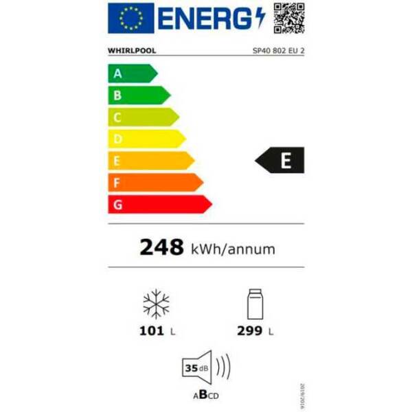 Frigider Whirlpool SP40 802 EU White 294l/ Automat, 101l/ Manual, E photo 5