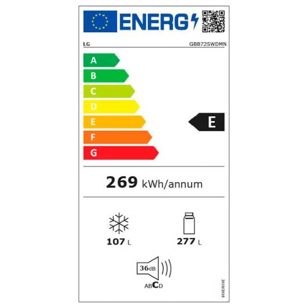 Frigider LG GBB72SWDMN White 277l/ No Frost, 107l/ No Frost, E photo 5