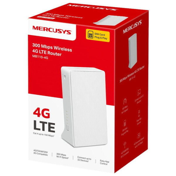 Wi-Fi Router Mercusys MB110-4G White Versiune Wi-Fi: 802.11 n photo 3