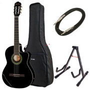 Chitară clasică Harley Benton CG200CE-BK Set Black Clasică, 4/ 4
